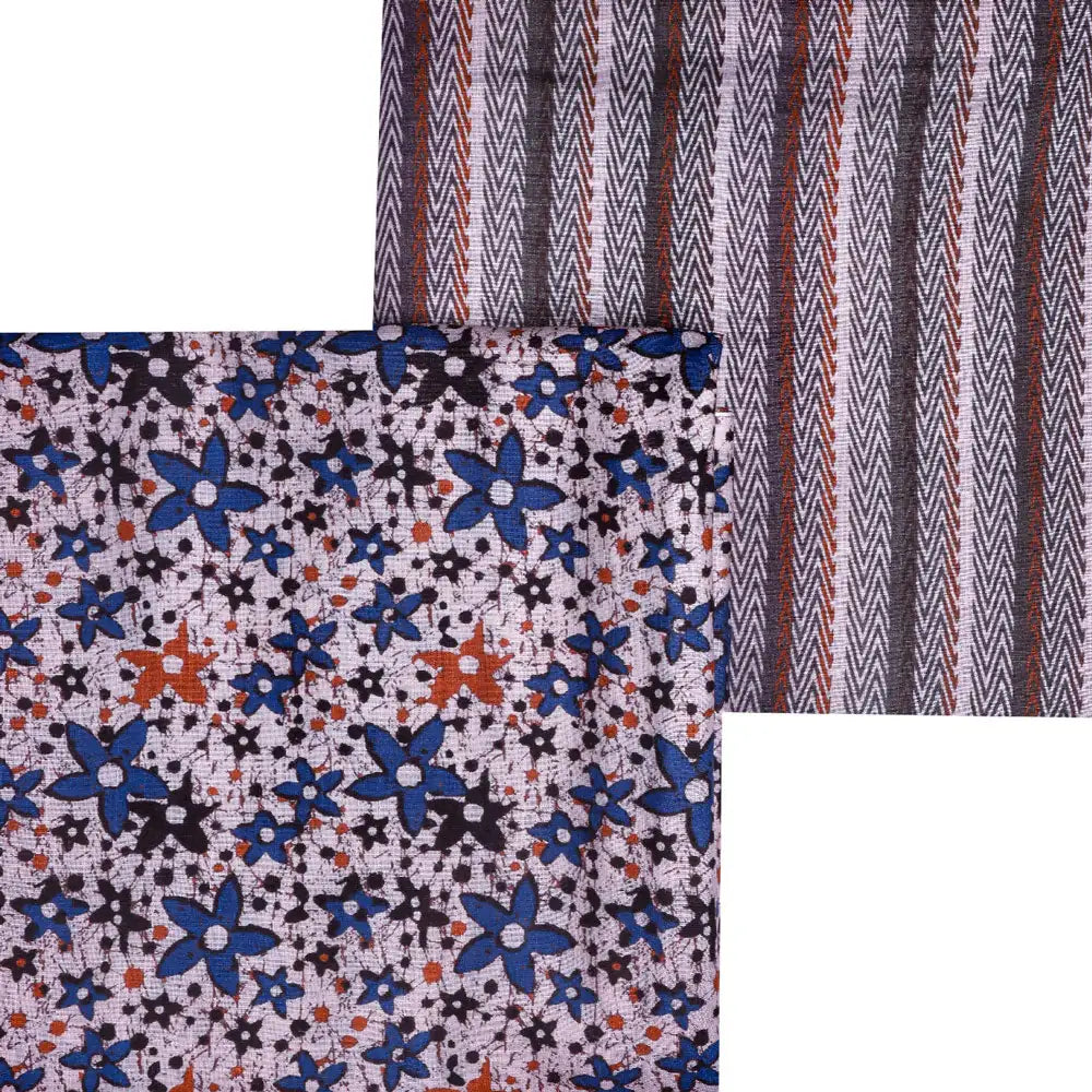 Cream Linen Printed Unstitched Fabric Set (5 Meter Set) – fvs202349 a