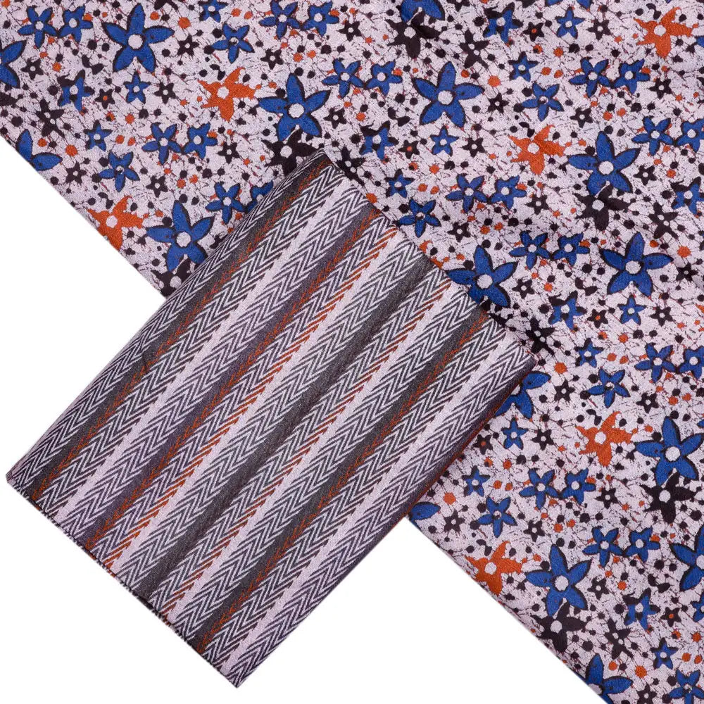 Cream Linen Printed Unstitched Fabric Set (5 Meter Set) – fvs202349 b