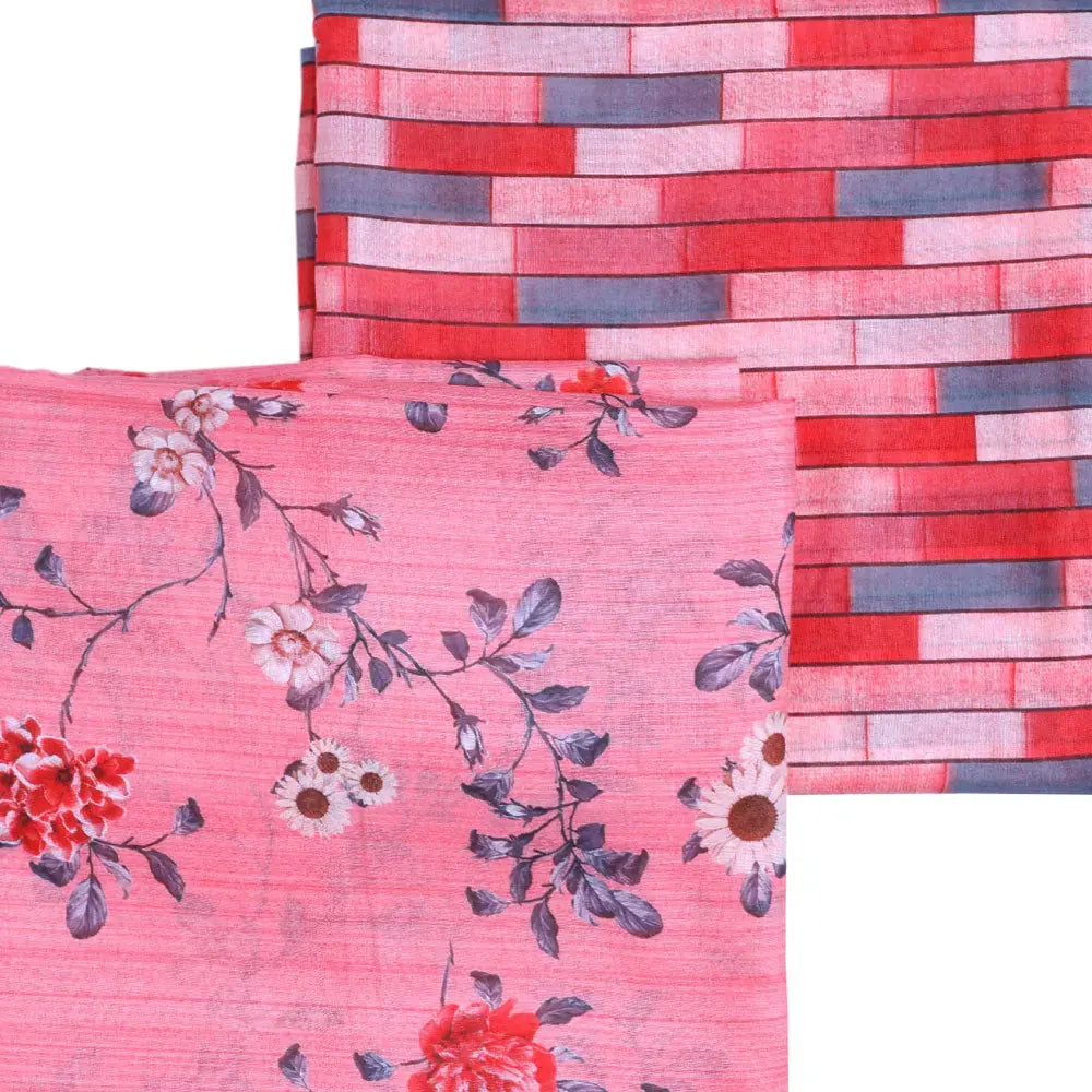 Pink Mul Cotton Printed Unstitched Fabric Set (5 Meter Set) – fvs202351 st 51 a