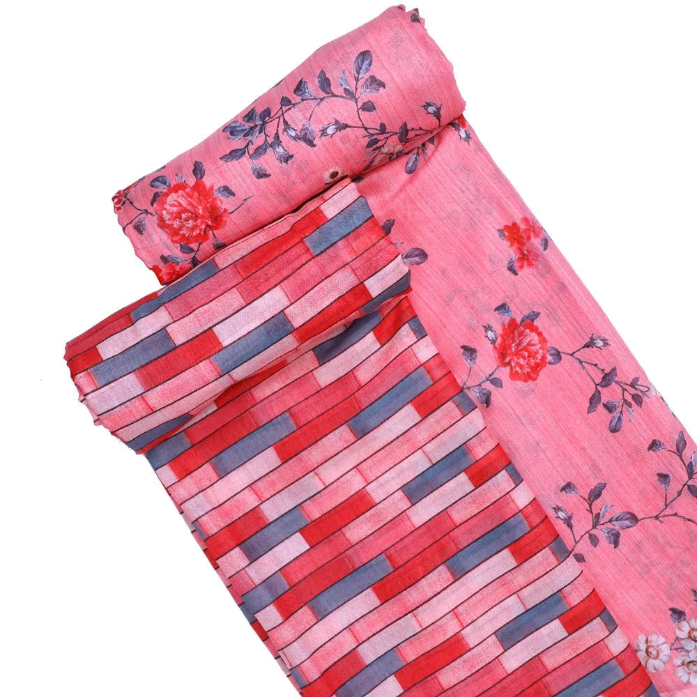 Pink Mul Cotton Printed Unstitched Fabric Set (5 Meter Set) – fvs202351 st 51 d