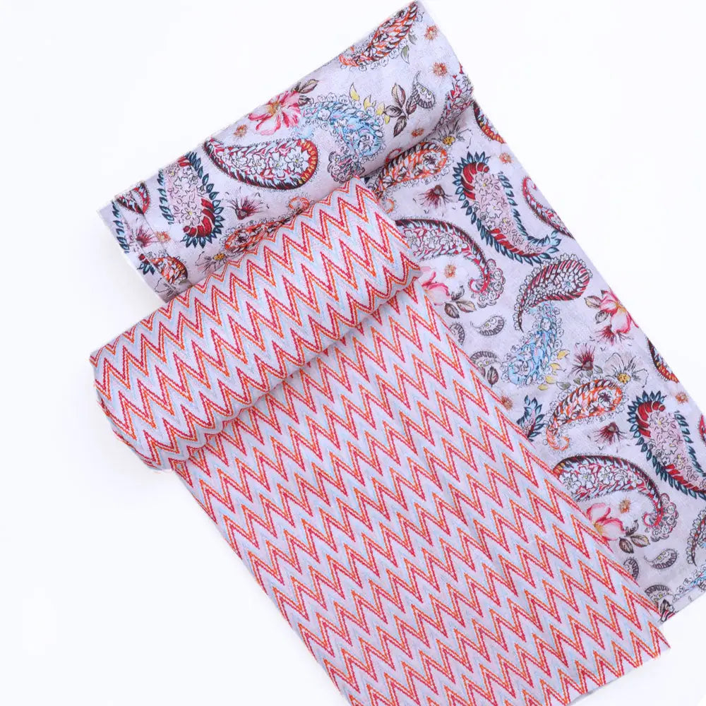 Cream Linen Printed Unstitched Fabric Set (5 Meter Set) – fvs202352 d