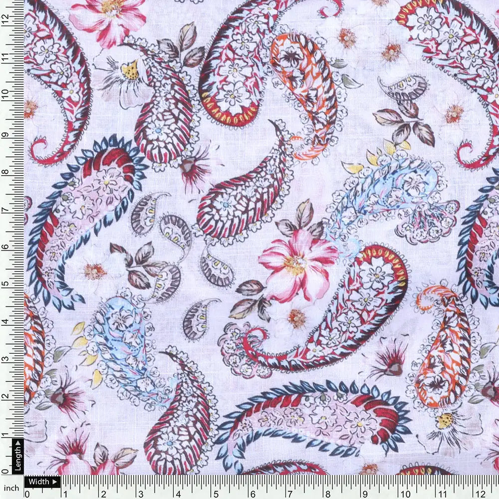 Cream Linen Printed Unstitched Fabric Set (5 Meter Set) – fvs202352 e