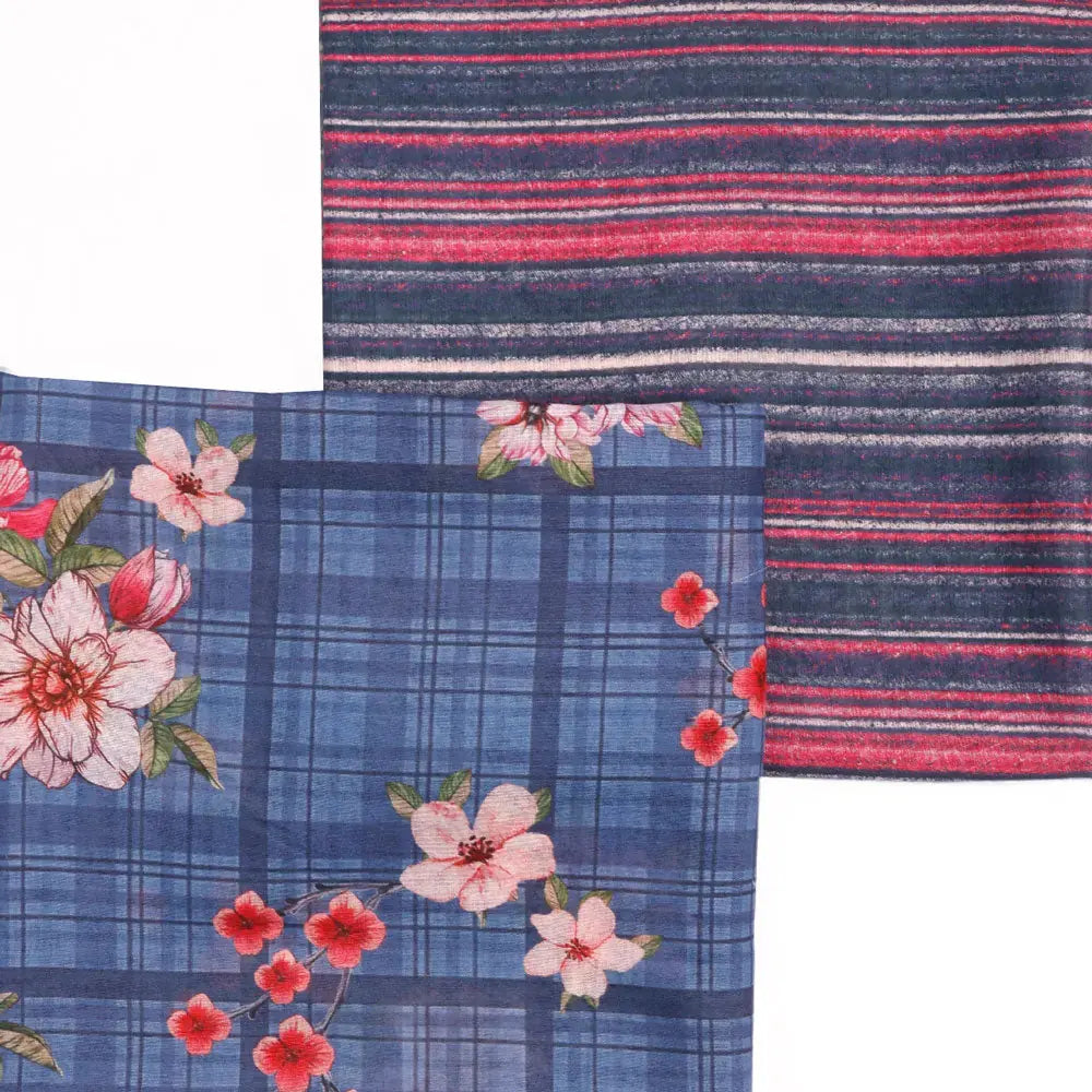 Blue Mul Cotton Printed Unstitched Fabric Set (5 Meter Set) – fvs202354 st 54 a