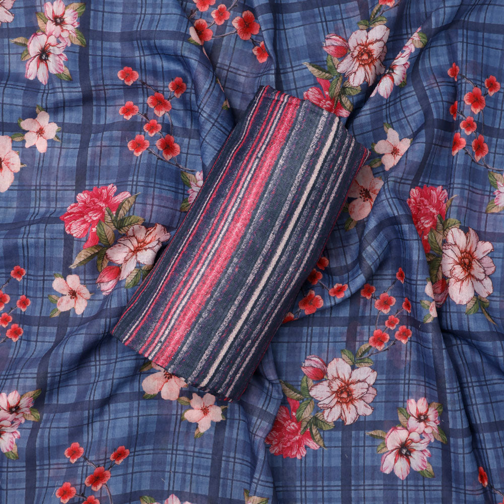 Blue Mul Cotton Printed Unstitched Fabric Set (2.5 Meters Each Design)
