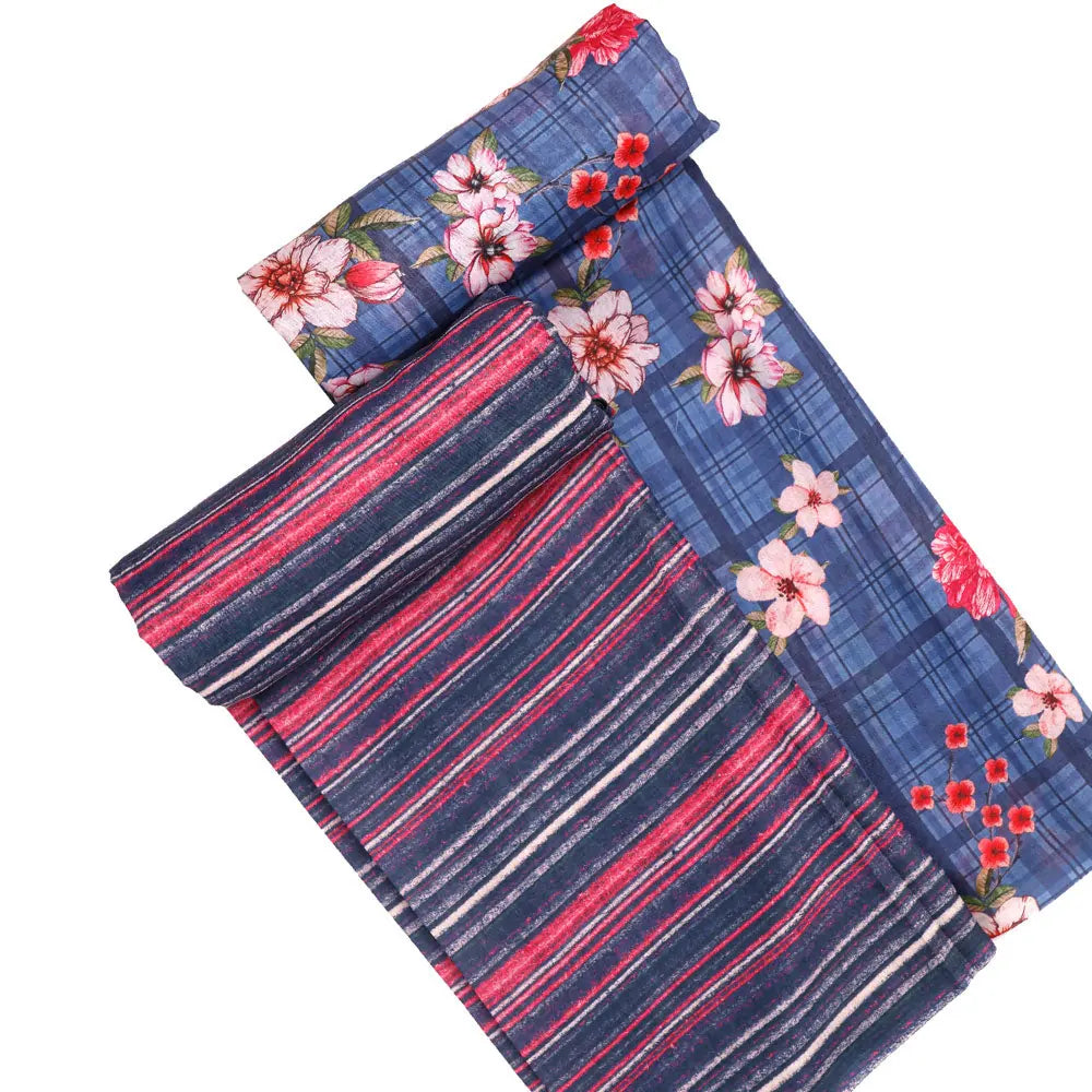 Blue Mul Cotton Printed Unstitched Fabric Set (5 Meter Set) – fvs202354 st 54 d
