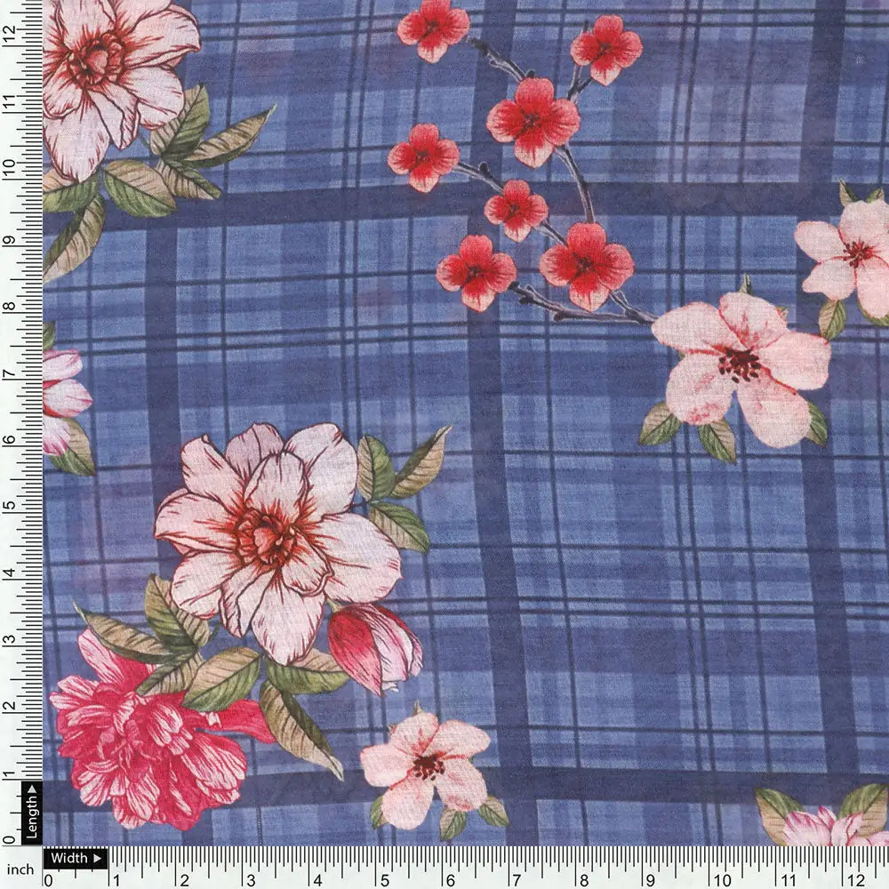 Blue Mul Cotton Printed Unstitched Fabric Set (5 Meter Set) – fvs202354 st 54 e