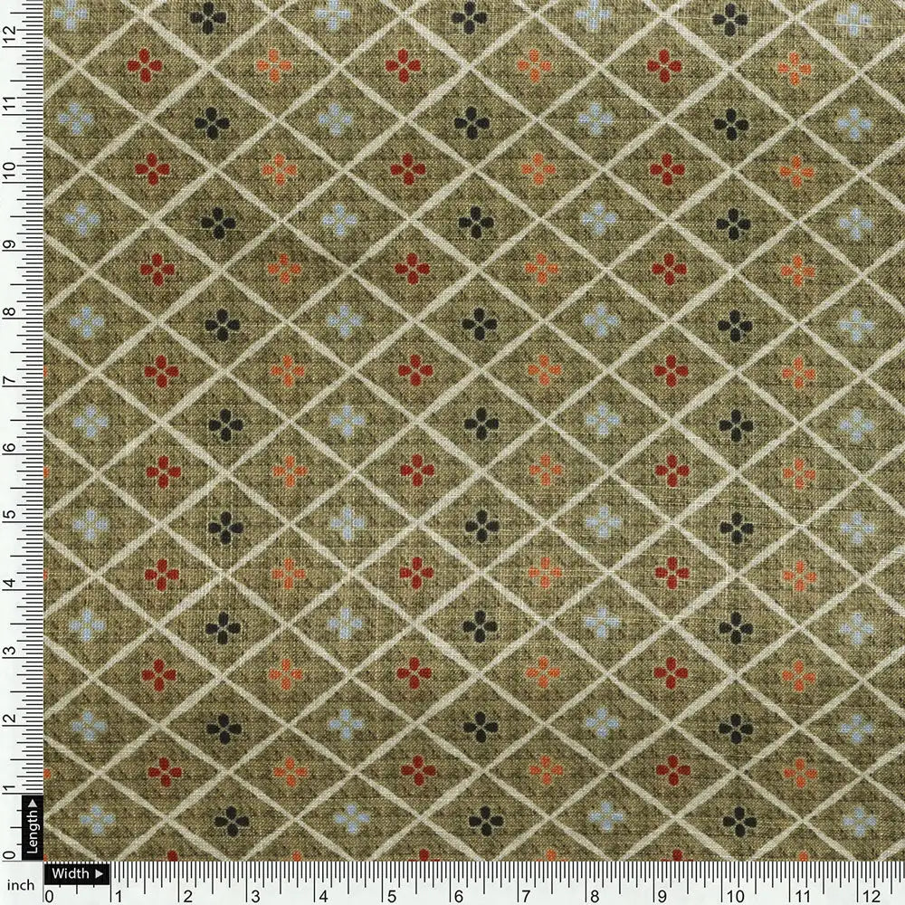 Green Linen Printed Unstitched Fabric Set (5 Meter Set) – fvs202358 f