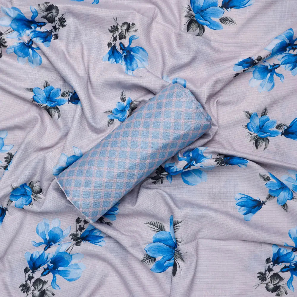 Cream Linen Printed Unstitched Fabric Set (5 Meter Set) – fvs20236 c