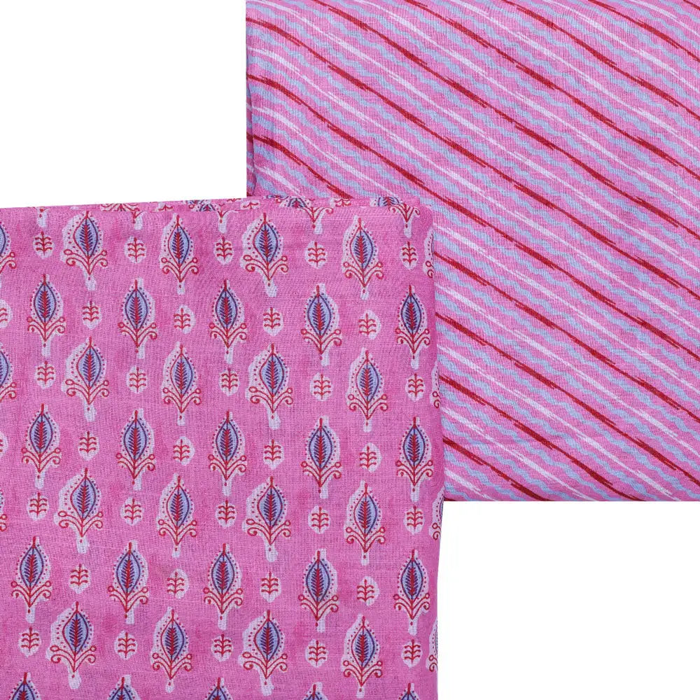 Pink Linen Printed Unstitched Fabric Set (5 Meter Set) – fvs202361 a