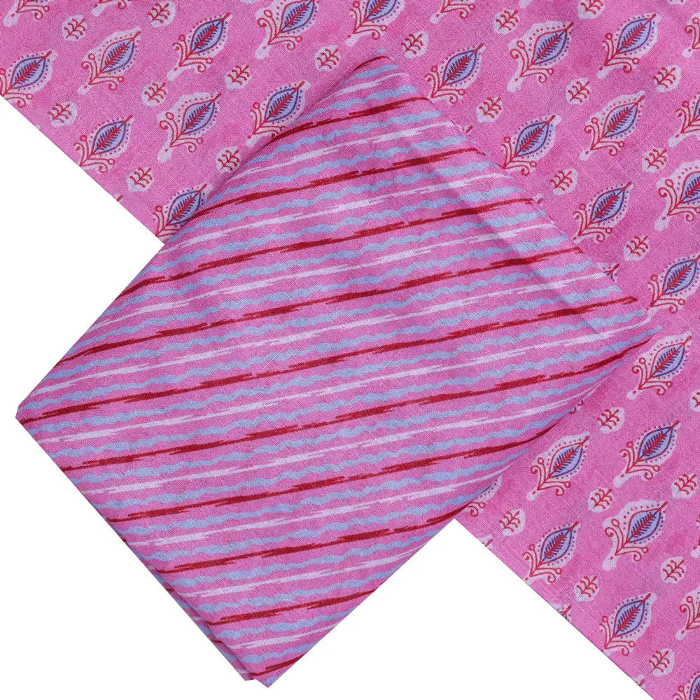 Pink Linen Printed Unstitched Fabric Set (5 Meter Set) – fvs202361 b