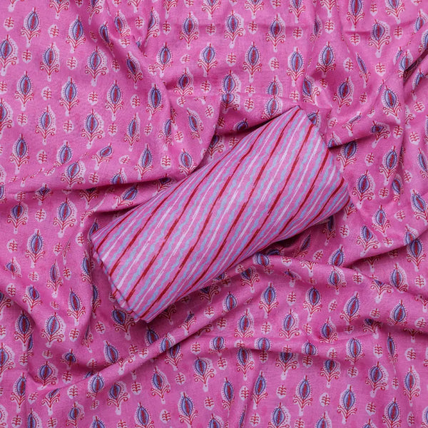 Pink Linen Printed Unstitched Fabric Set (5 Meter Set) – fvs202361 c