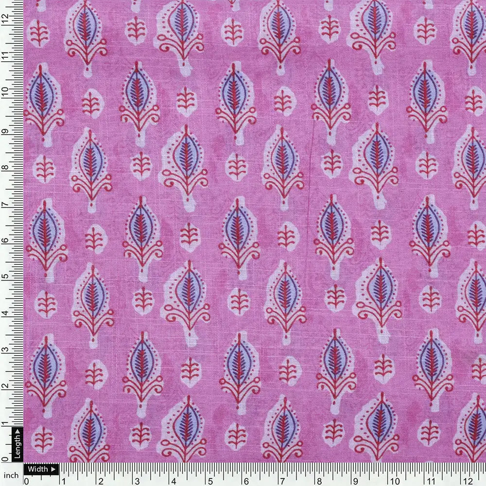 Pink Linen Printed Unstitched Fabric Set (5 Meter Set) – fvs202361 e