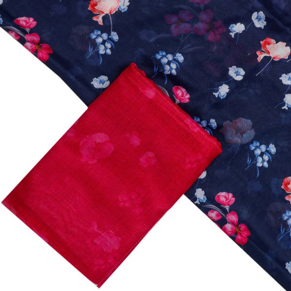 Blue Muslin Printed Unstitched Fabric Set (5 Meter Set) – fvs202363 st 63 b - alternate view