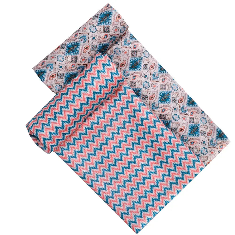 Cream Linen Printed Unstitched Fabric Set (5 Meter Set) – fvs202364 d
