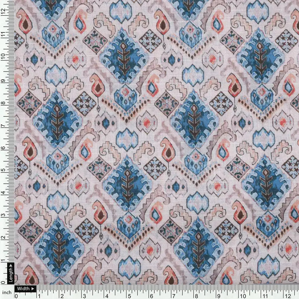 Cream Linen Printed Unstitched Fabric Set (5 Meter Set) – fvs202364 e