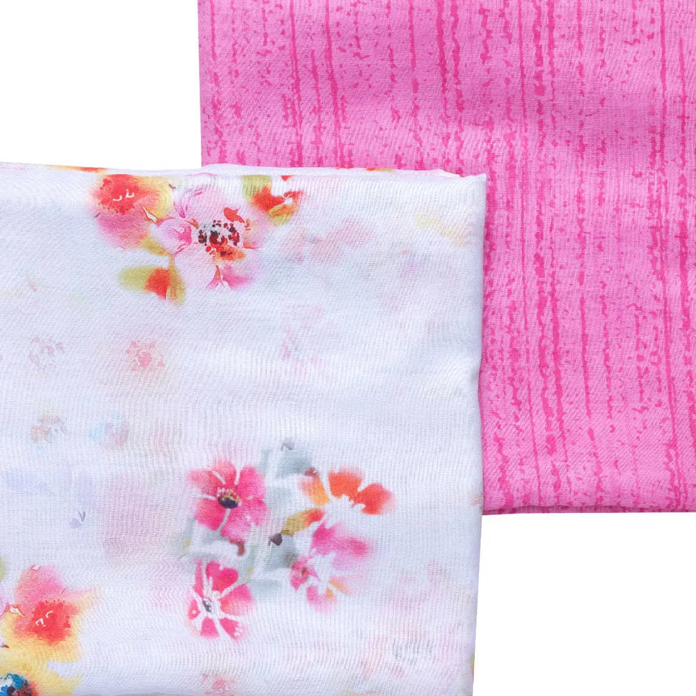 White Muslin Printed Unstitched Fabric Set (5 Meter Set) – fvs202366 st 66 a