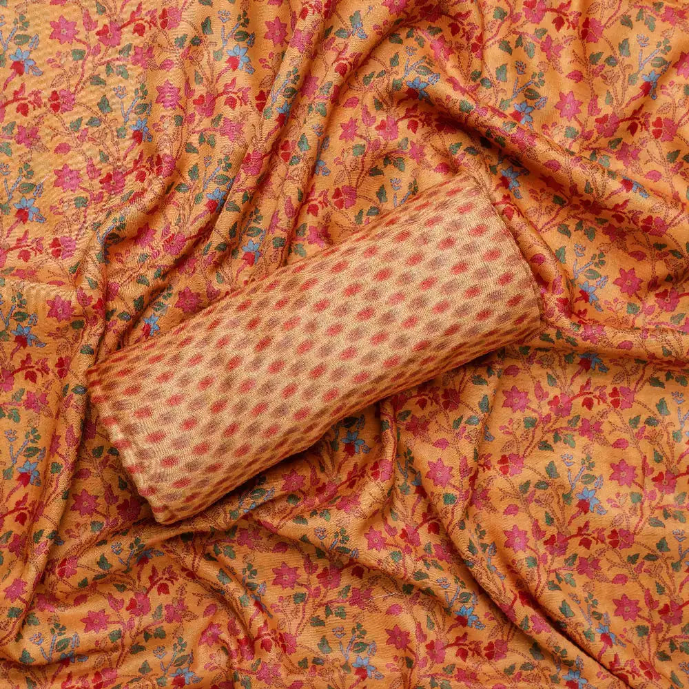Yellow Muslin Printed Unstitched Fabric Set (5 Meter Set) – fvs202369 st 69 c