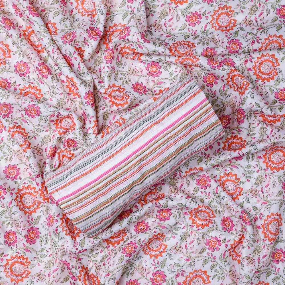 Cream Mul Cotton Printed Unstitched Fabric Set (5 Meter Set) – fvs202370 c