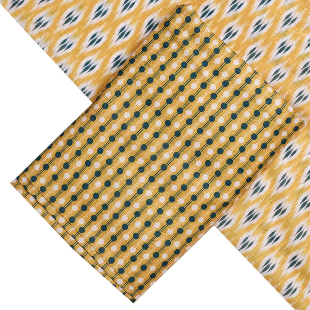Yellow Mul Cotton Printed Unstitched Fabric Set (5 Meter Set) – fvs202375 b