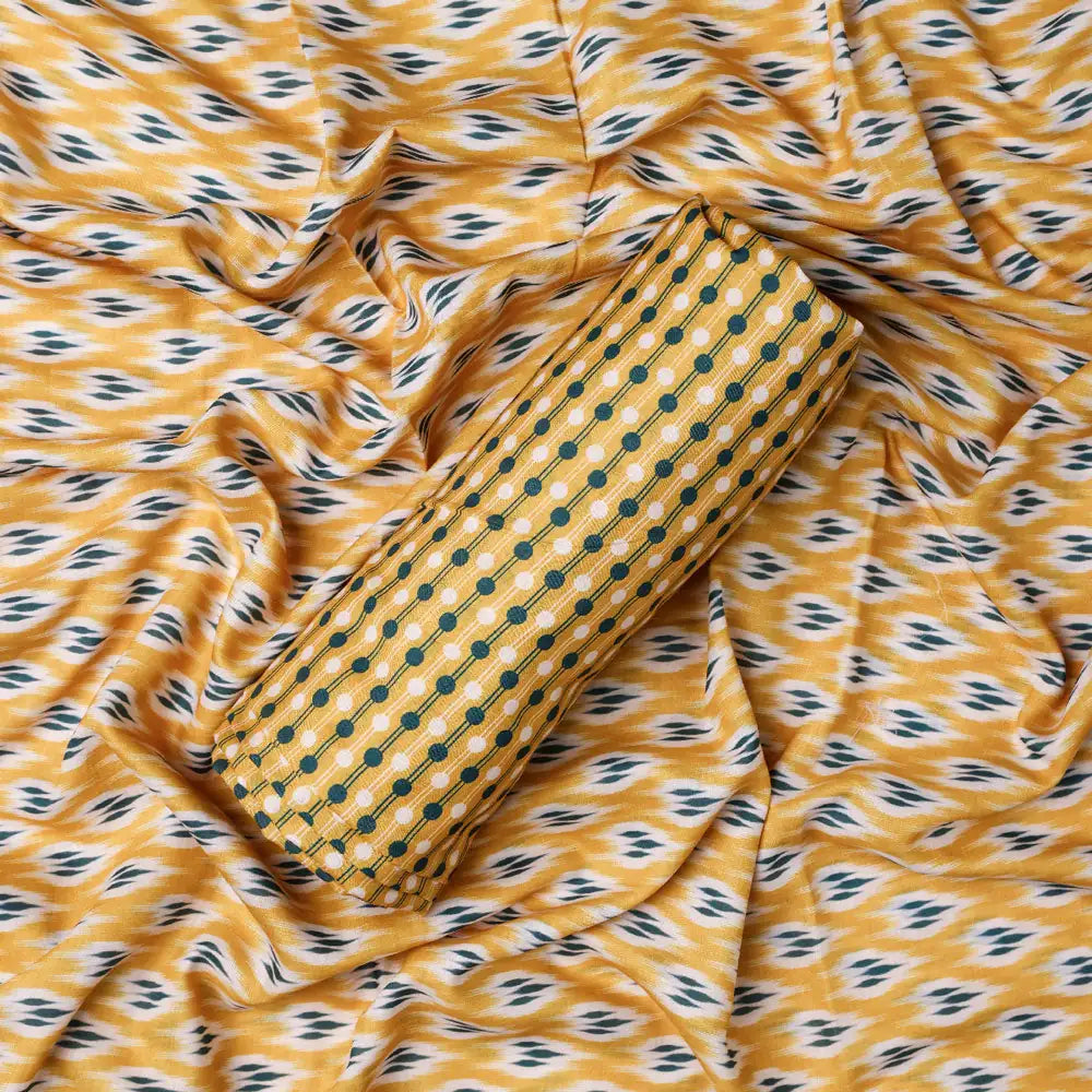 Yellow Mul Cotton Printed Unstitched Fabric Set (5 Meter Set) – fvs202375 c