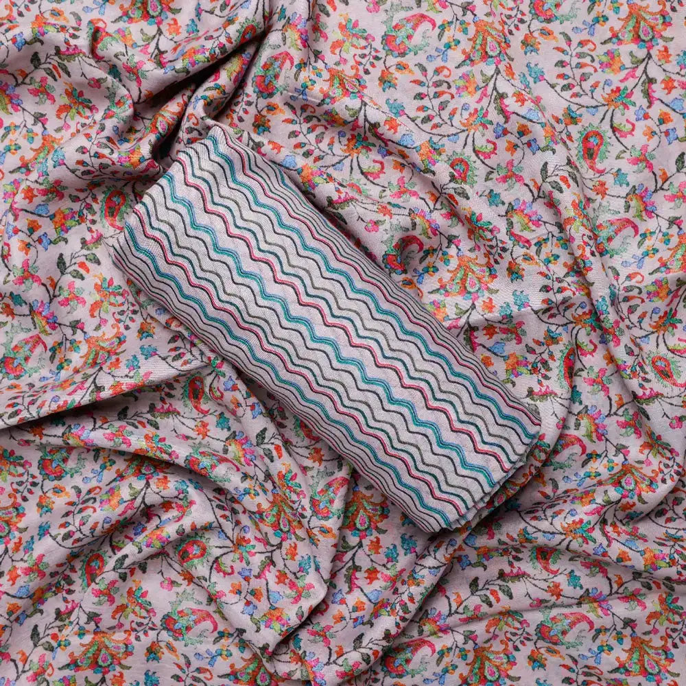 Cream Muslin Printed Unstitched Fabric Set (5 Meter Set) – fvs202375 stock 75 c