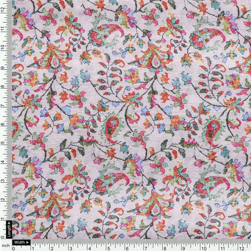 Cream Muslin Printed Unstitched Fabric Set (5 Meter Set) – fvs202375 stock 75 e