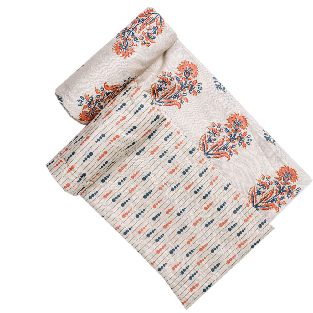 Cream Mul Cotton Printed Unstitched Fabric Set (2.5 Meters Each Design)