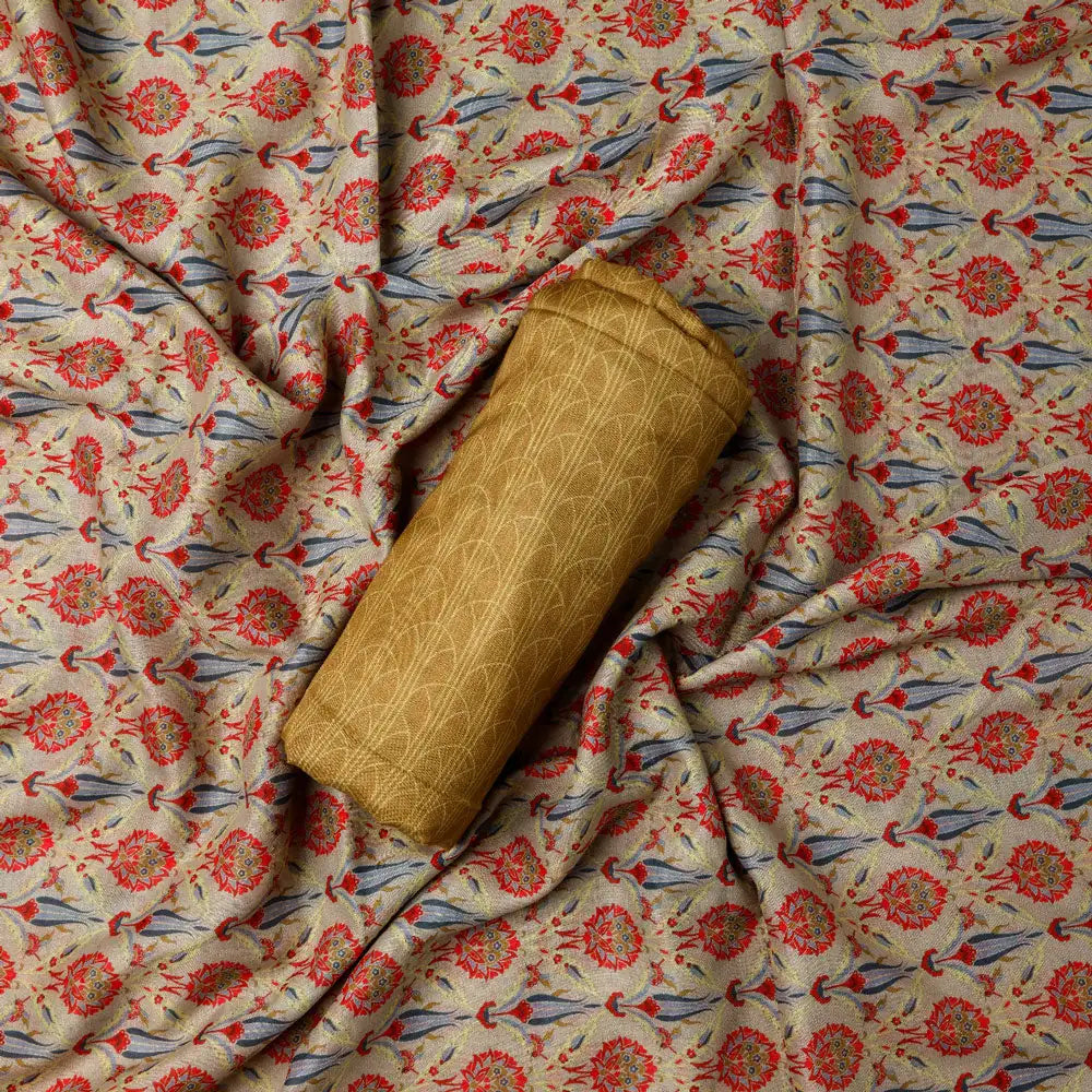 Green Muslin Printed Unstitched Fabric Set (5 Meter Set) – fvs202378 st 78 c