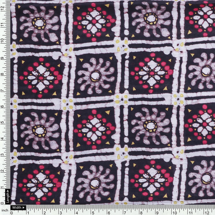 Black Mul Cotton Printed Unstitched Fabric Set (5 Meter Set)