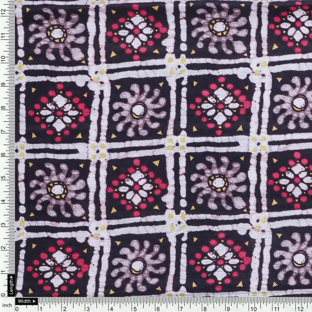 Black Mul Cotton Printed Unstitched Fabric Set (5 Meter Set) – fvs202381 e
