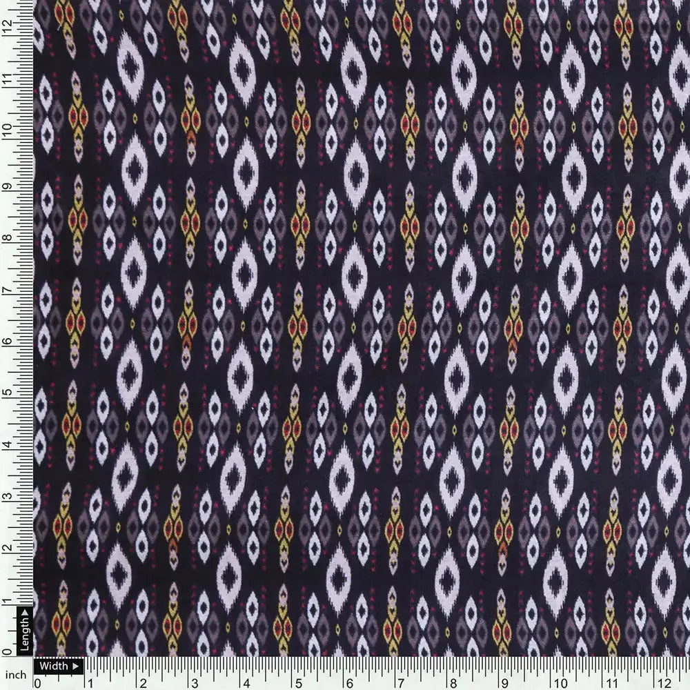 Black Mul Cotton Printed Unstitched Fabric Set (5 Meter Set) – fvs202381 f