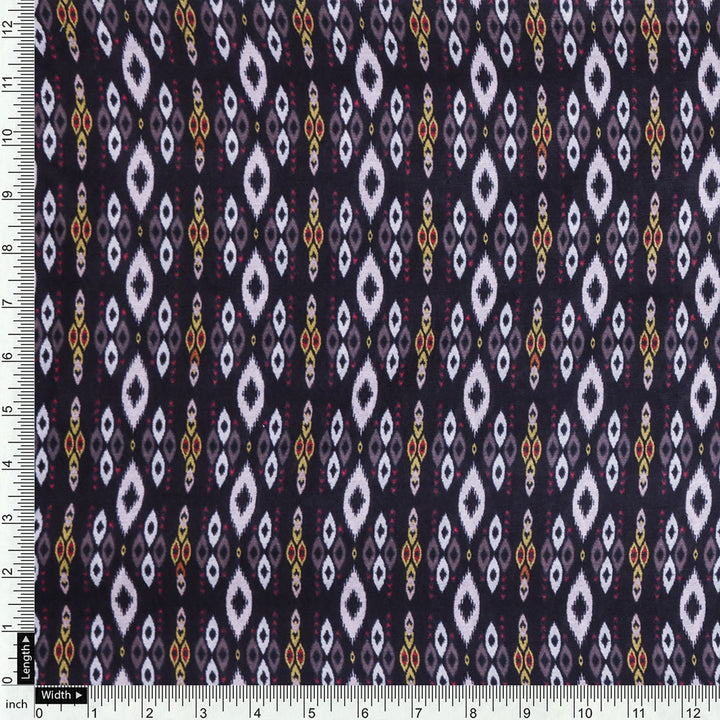 Black Mul Cotton Printed Unstitched Fabric Set (5 Meter Set)