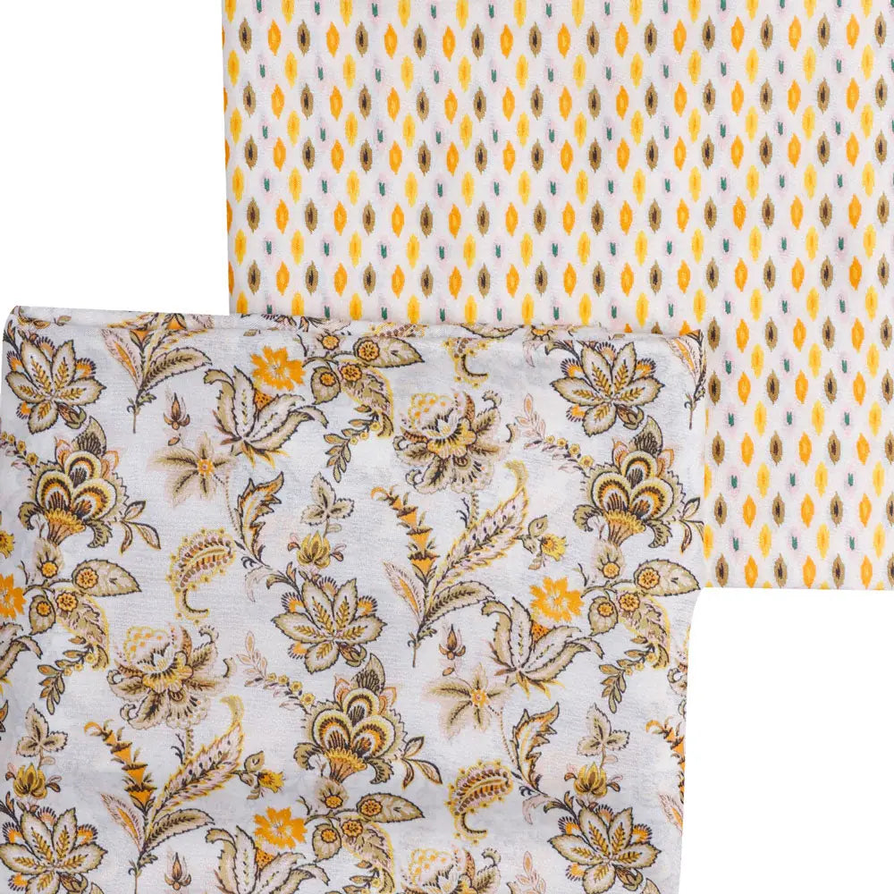 Yellow Mul Cotton Printed Unstitched Fabric Set (5 Meter Set) – fvs202384 a