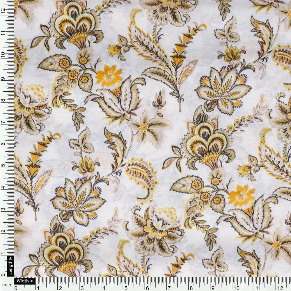 Yellow Mul Cotton Printed Unstitched Fabric Set (5 Meter Set) – fvs202384 e