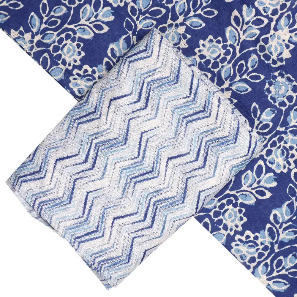 Blue Mul Cotton Printed Unstitched Fabric Set (5 Meter Set) – fvs202387 b