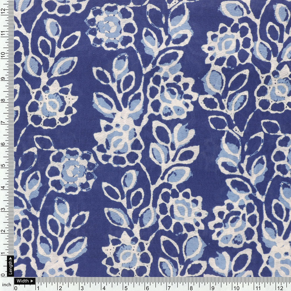 Blue Mul Cotton Printed Unstitched Fabric Set (5 Meter Set)