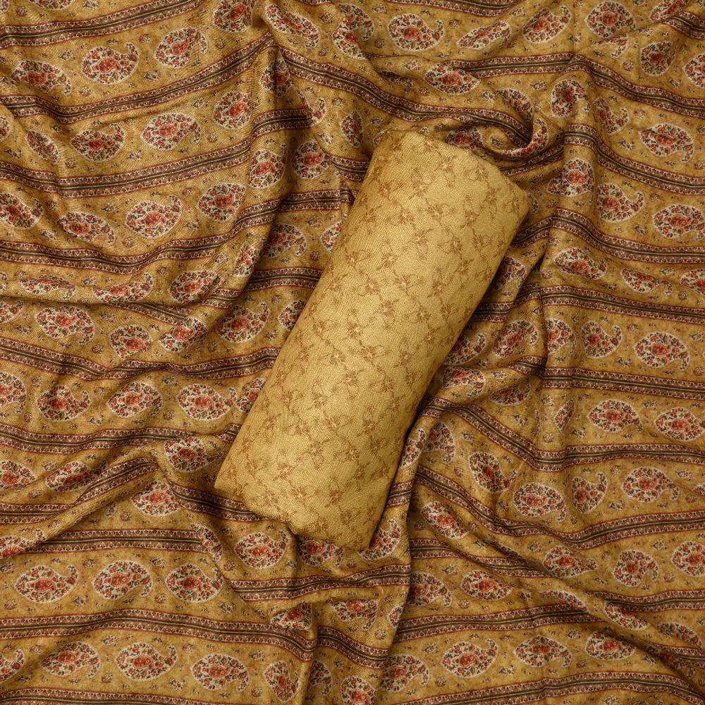 Yellow Muslin Printed Unstitched Fabric Set (5 Meter Set) – fvs202387 st 87 c