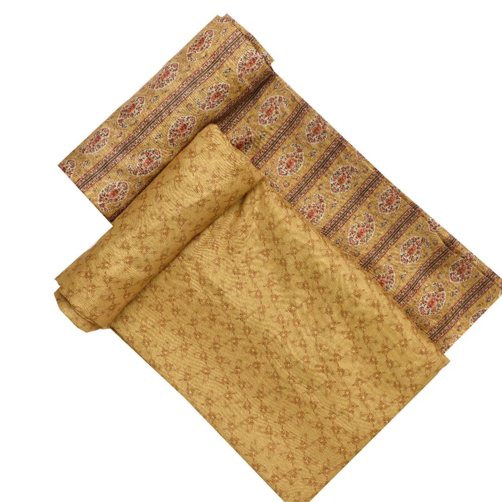 Yellow Muslin Printed Unstitched Fabric Set (5 Meter Set) – fvs202387 st 87 d
