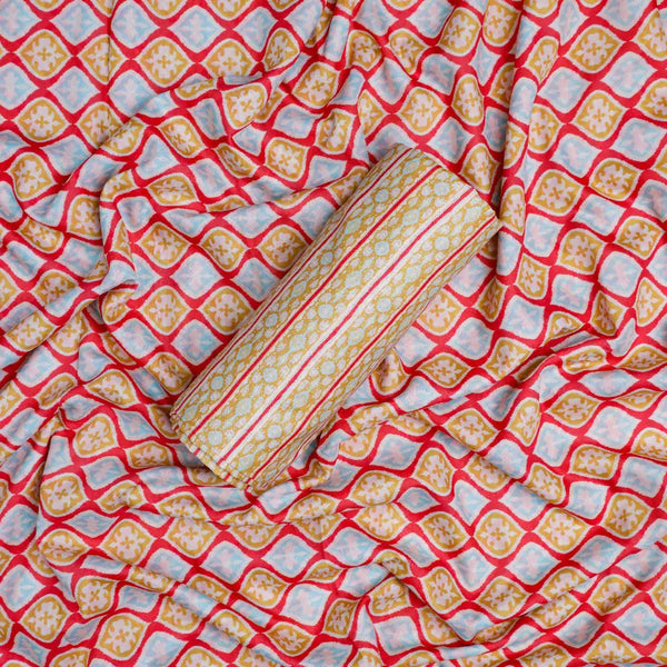 Pink Mul Cotton Printed Unstitched Fabric Set (5 Meter Set) – fvs202390 c