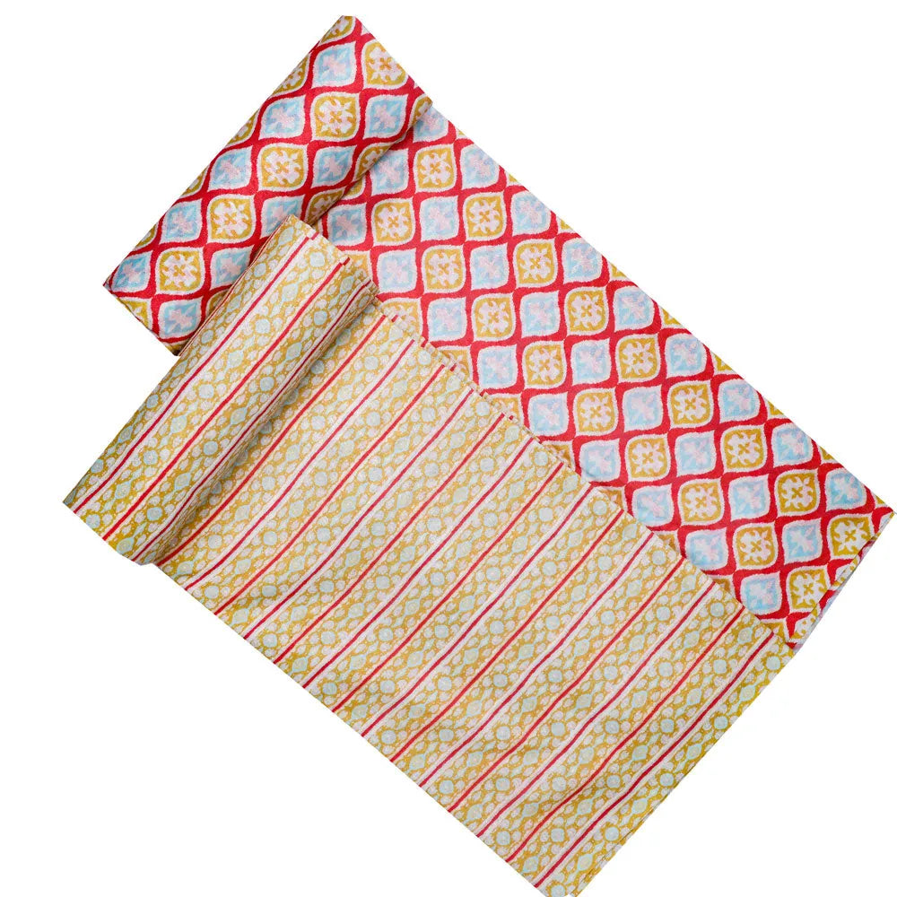 Pink Mul Cotton Printed Unstitched Fabric Set (5 Meter Set) – fvs202390 d