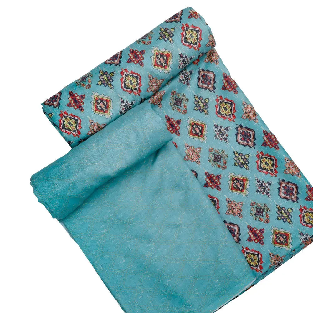 Green Mul Cotton Printed Unstitched Fabric Set (5 Meter Set) – fvs202390 st 90 d