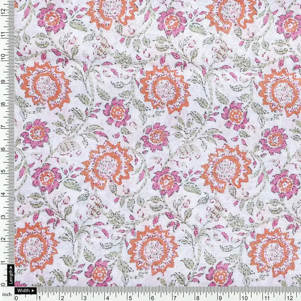 Cream Linen Printed Unstitched Fabric Set (5 Meter Set) – fvs202396 e