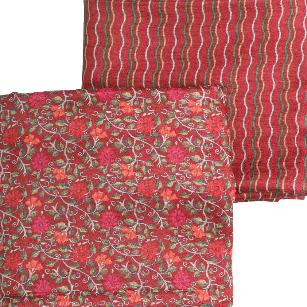 Red Linen Printed Unstitched Fabric Set (5 Meter Set) – fvs202399 a