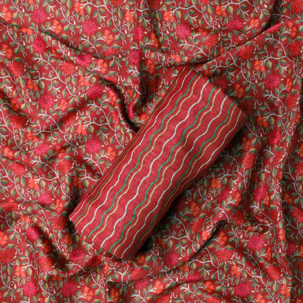 Red Linen Printed Unstitched Fabric Set (5 Meter Set) – fvs202399 c