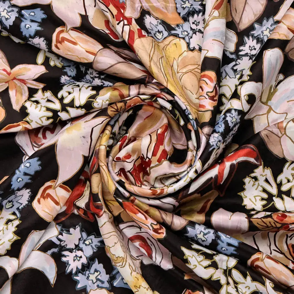 Black Floral Fabric – 8286copy