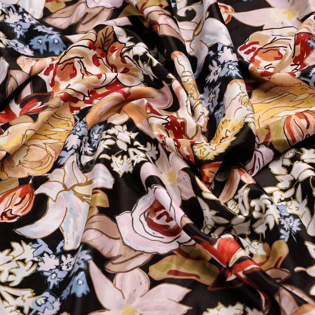 Black Floral Fabric – 8287copy