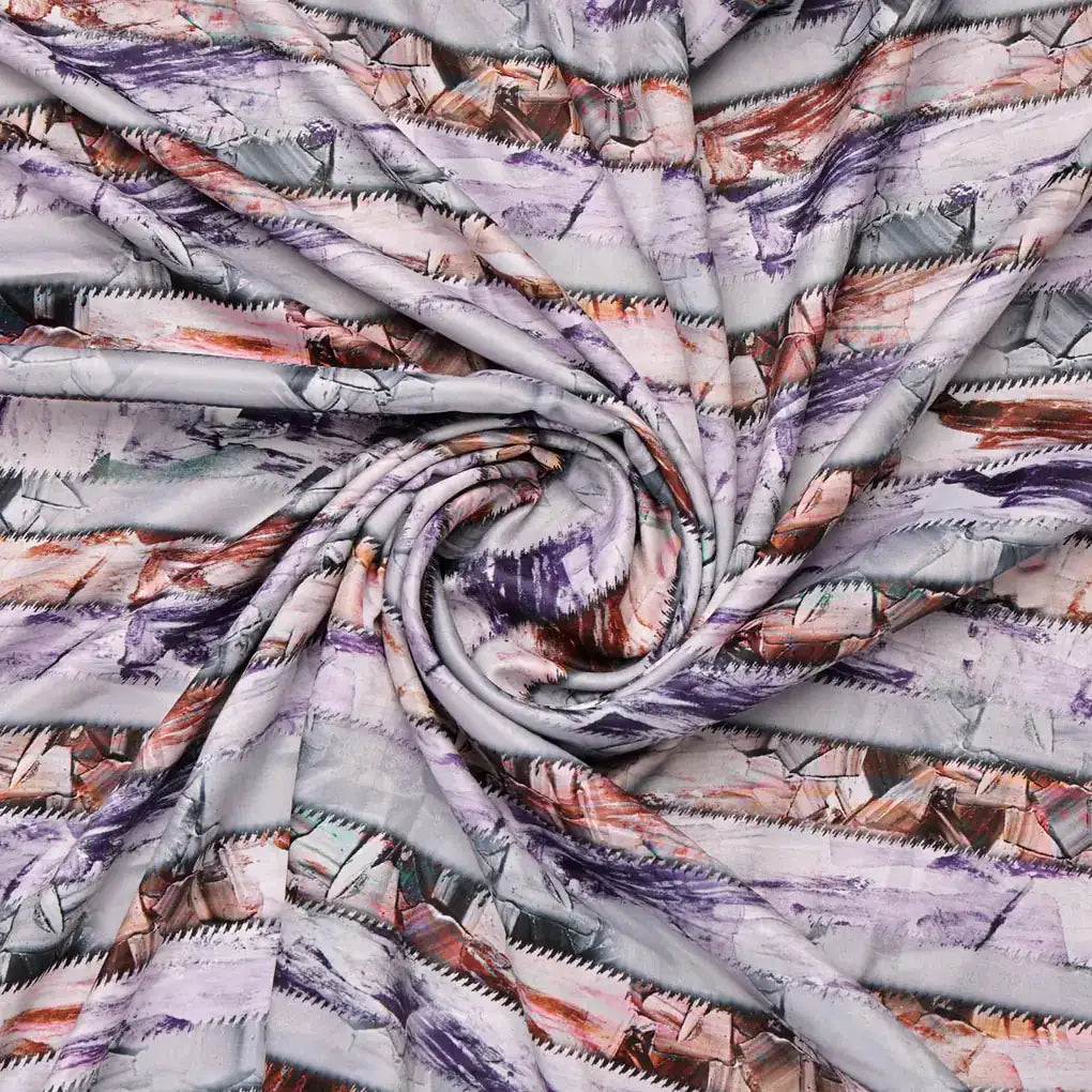 Grey and Multi Abstract Printed BSY Velvet Fabric – 8297copy