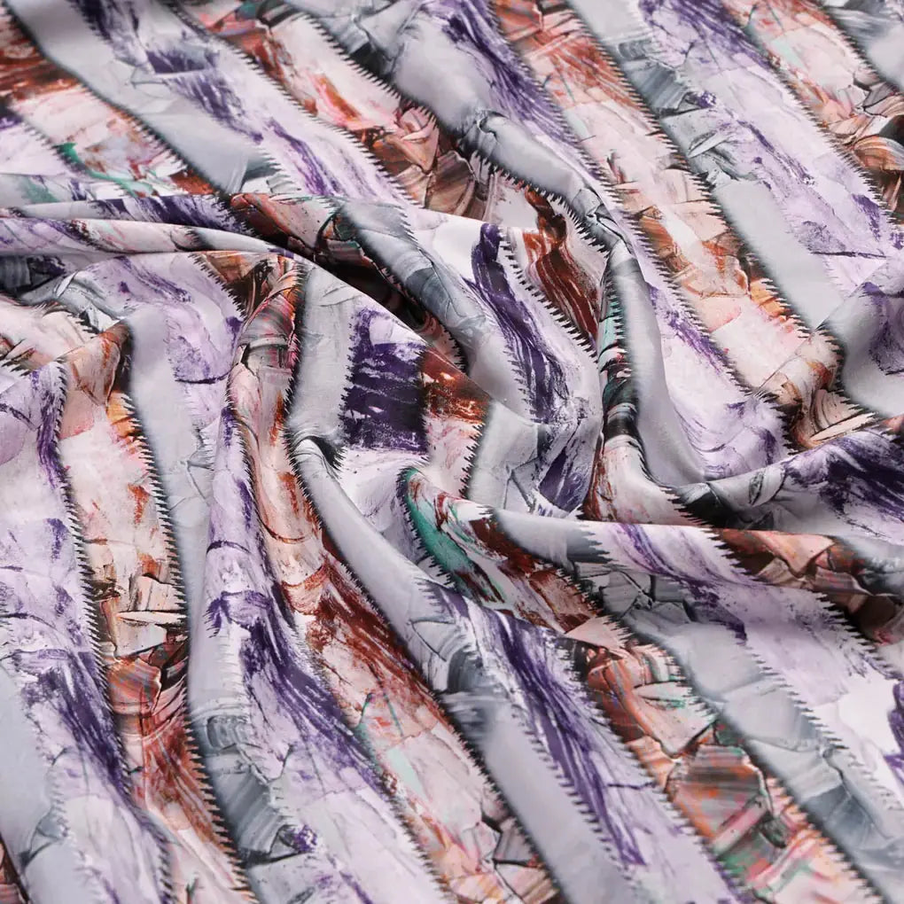 Grey and Multi Abstract Printed BSY Velvet Fabric – 8298copy