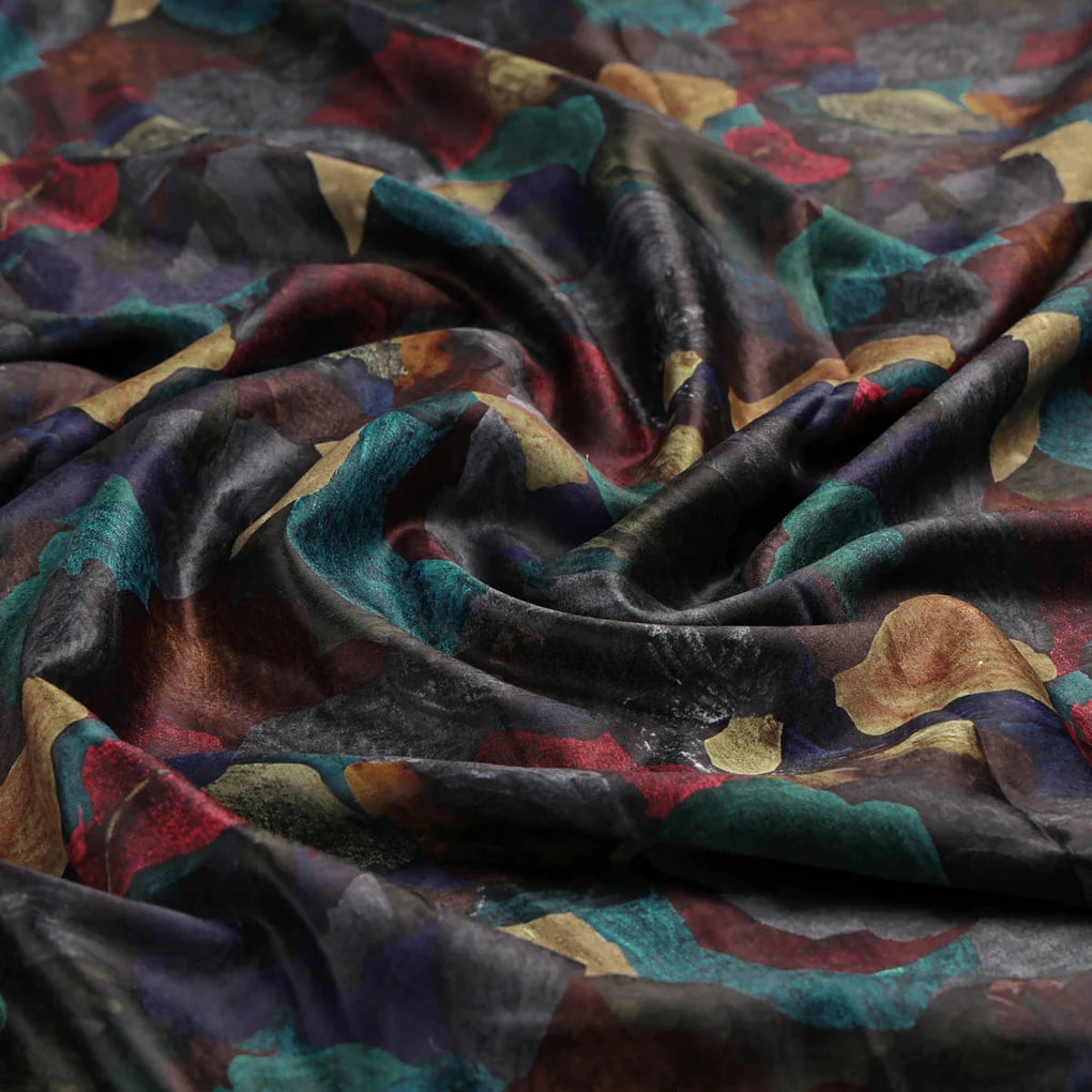 Multicolor BSY Velvet Digital Printed Fabric Unstitched