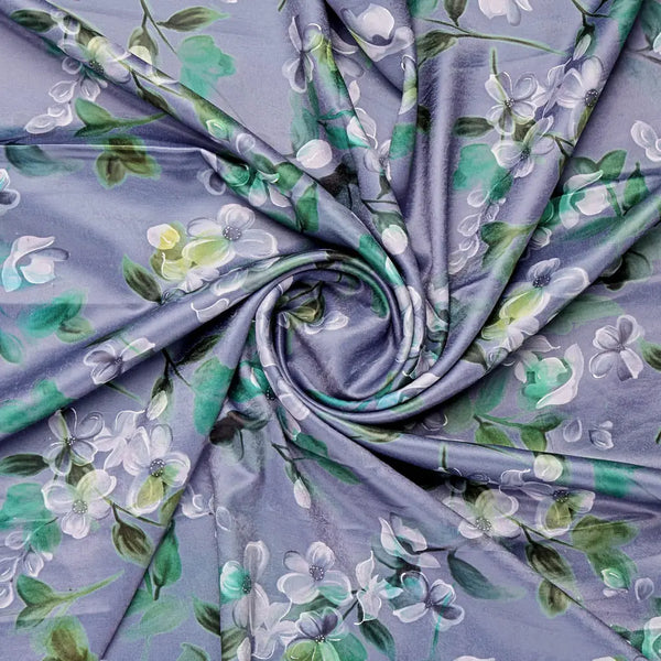 Blue Floral Printed BSY Velvet – 8337copy - alternate view